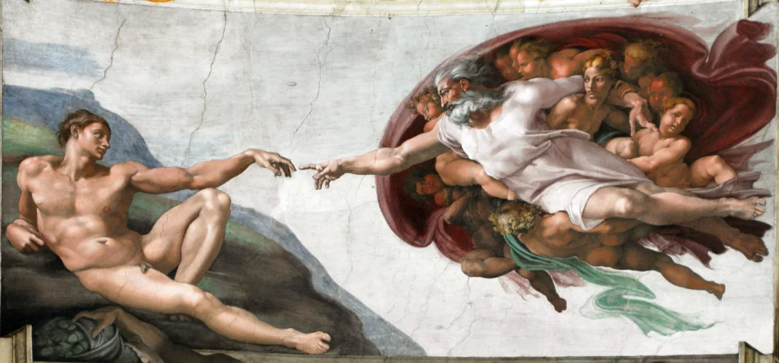 La Creazione di Adamo di Michelangelo è la scena più nota e iconica dipinta dall’artista sulla volta della Cappella Sistina di Città del Vaticano un connessione simbolo della leadership.